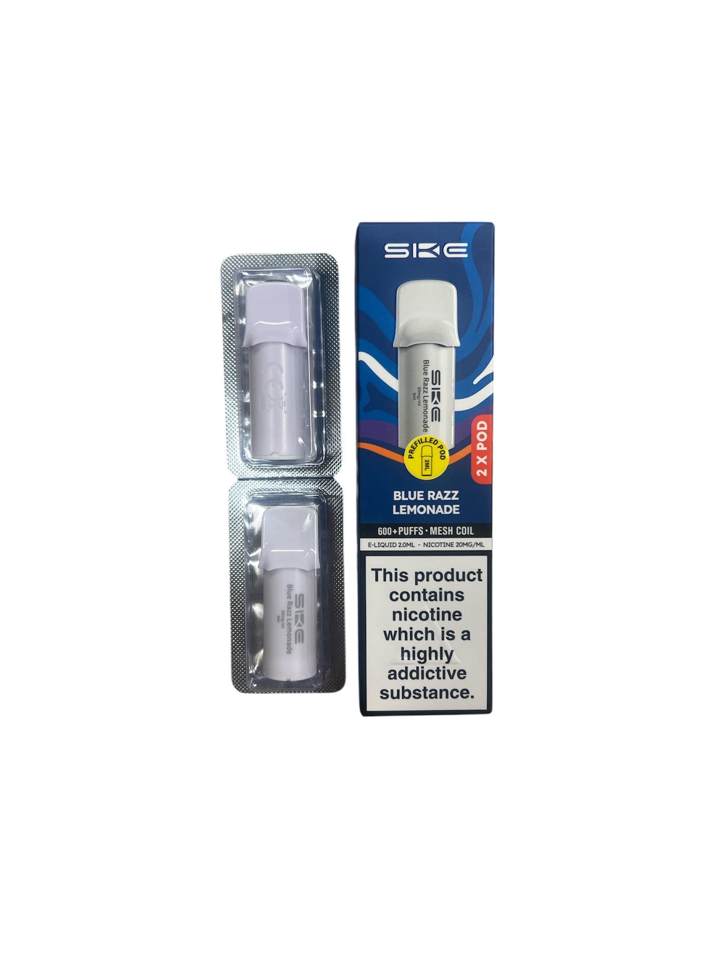 SKE Crystal PRO|Blue Razz Lemonade|2 For £10| 2 x 600 Puff Pre-filled Vape Pods ONLY