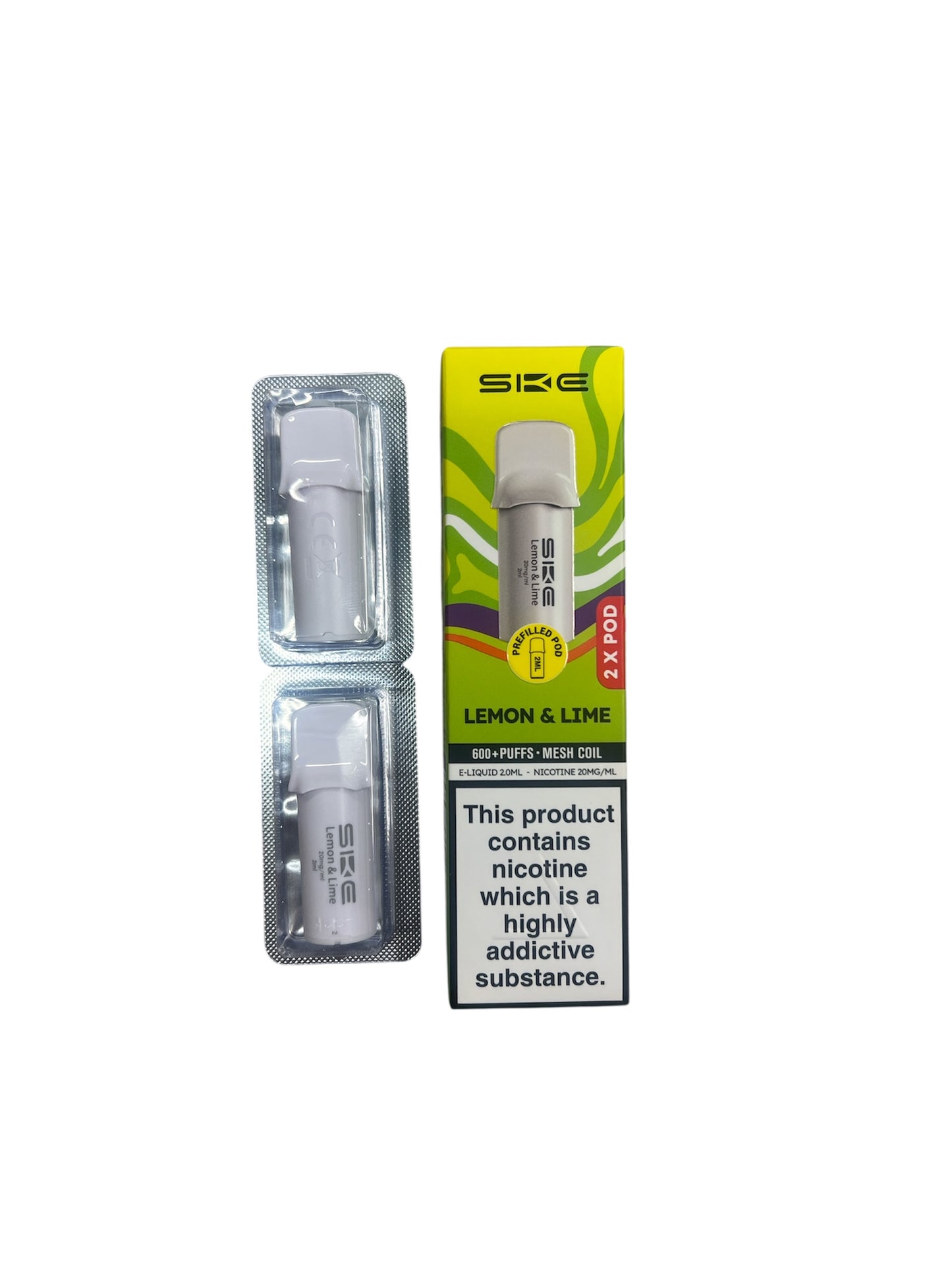 SKE Crystal PRO | Lemon Lime | 2 FOR £10| 2 x 600 Puff Pre-filled Vape Pods ONLY