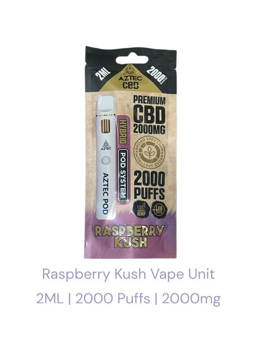 Aztec CBD Premium CBD Pod System 2000mg 2ml | Raspberry Kush |1 Unit + 1 Pod